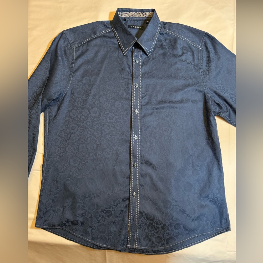 ZAGIRI Button Front Long Sleeve 100% Cotton Shirt